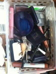 messy makeup drawer
